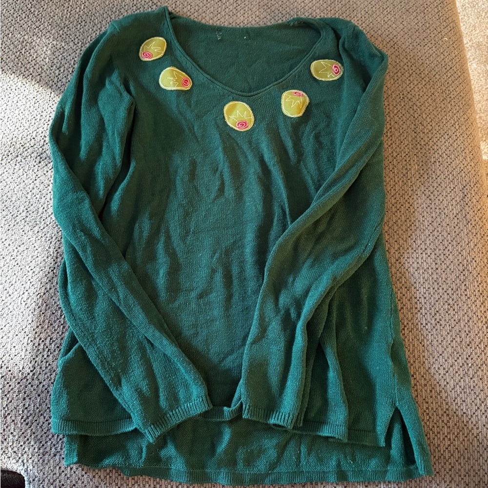 Green Sweater Top with olives